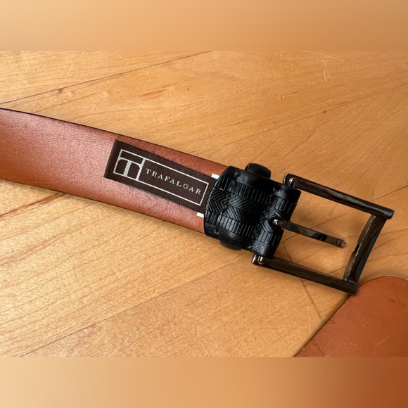 👔Italian Vegetable Tanned Leather | Trafalgar Belt | 36/90 | Black with Silver - Picture 13 of 17